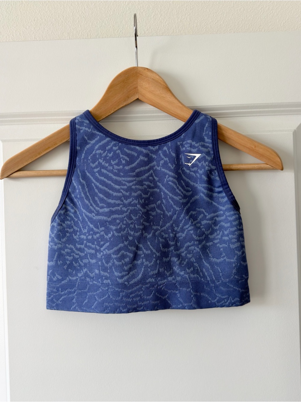 Gymshark Navy Blue Patterned Seamless Swim Bikini Top
